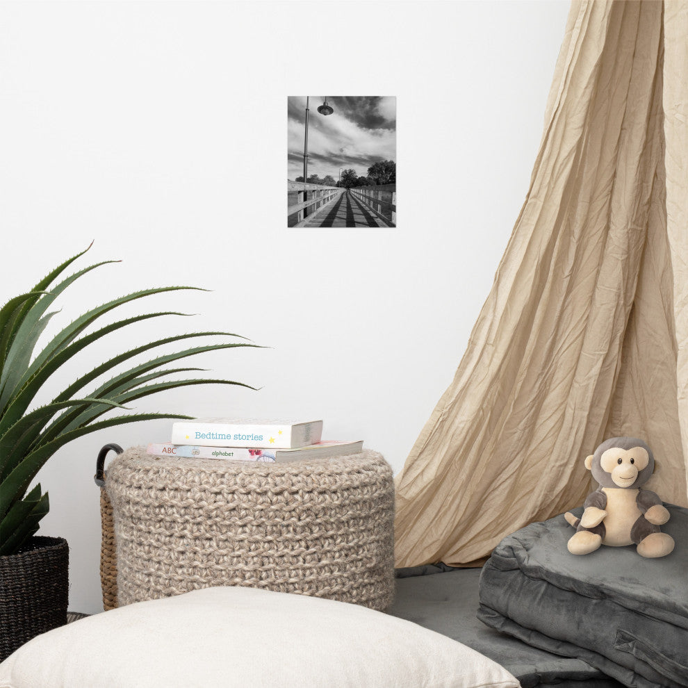 Follow the Lines Black & White Landscape Photo Unframed Wall Art Print, 8" X 10"