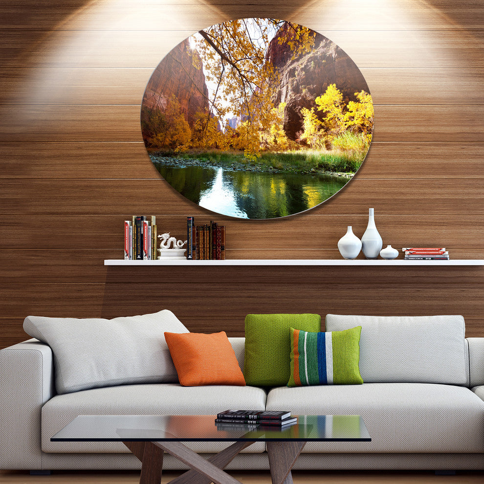 Blue Lake In Yosemite Mountains, Landscape Round Wall Art, 11"