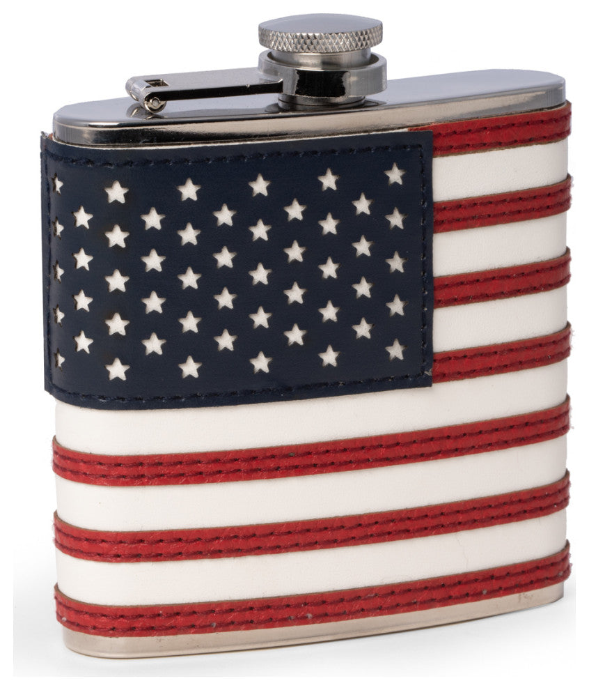 American Flag 6 Oz Flask, Captive Cap
