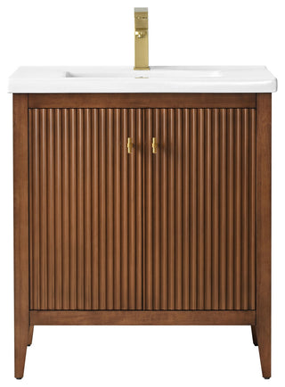 Vanity Art Freestanding Vanity, Walnut, 30", Single Sink, Golden Brushed