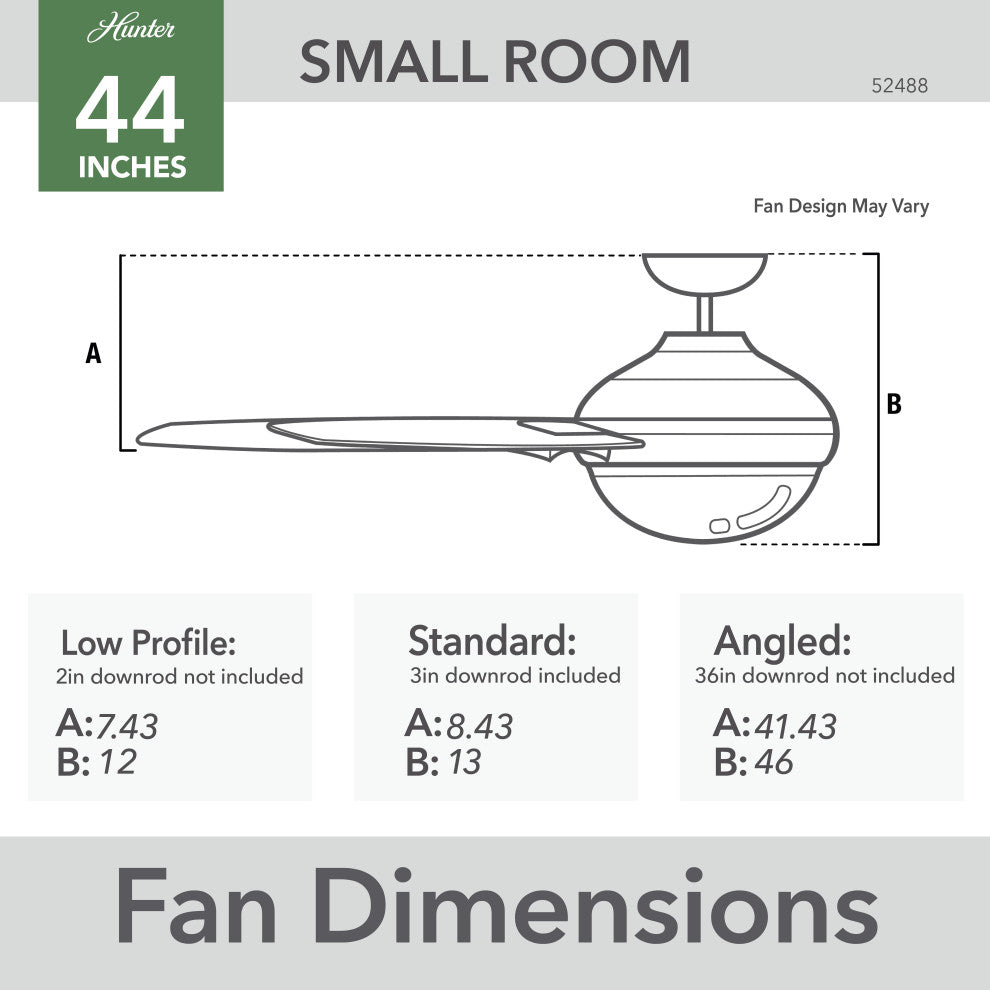 Hunter 44" Anisten Fresh White Ceiling Fan, LED Kit, Pull Chain