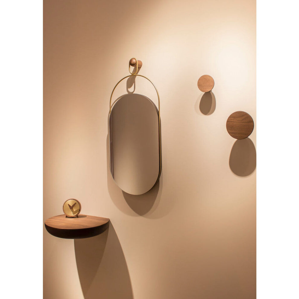Nomon Espejo Eslabon Wall Mirror, Walnut/Brass