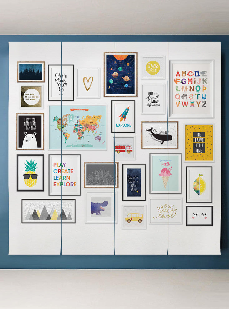 Kids Frames Mural Wall Art Peel and Stick Vinyl Wallpaper, 24"w by 108"h