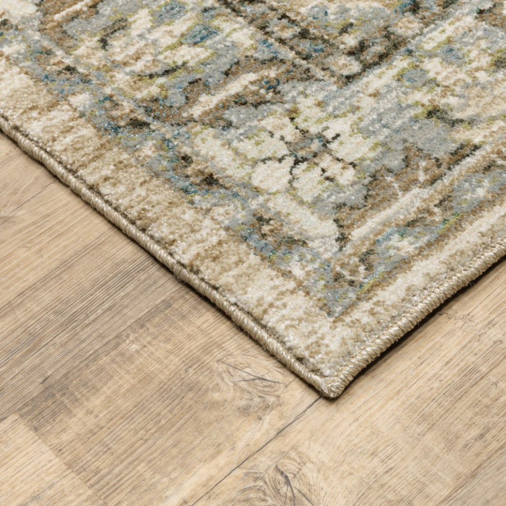 HomeRoots 8'x10' Beige and Ivory Medallion Indoor Area Rug