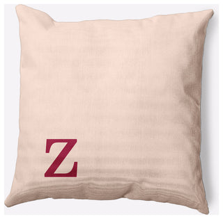 18" x 18" Modern Monogram Indoor/Outdoor Polyester Throw Pillow, Cranberry