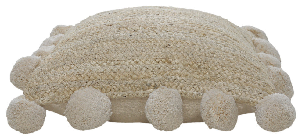 Ox Bay Handwoven Tan Solid Organic Jute Pillow Cover, 20"x20"