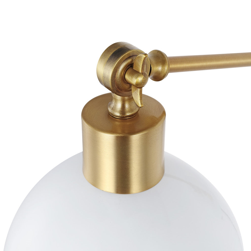 Lisa Swing Arm 1-Light Modern Midcentury Iron USB Charging Port LED Sconce, Whit