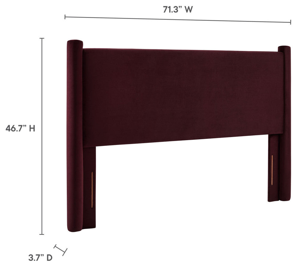 Rael Performance Velvet Queen Headboard, Mulberry