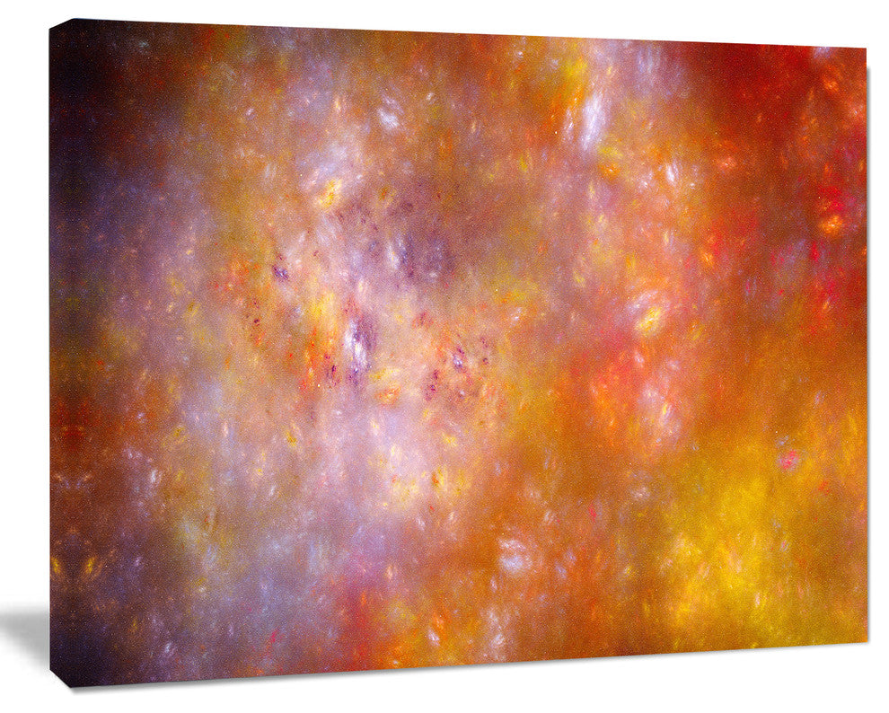 Yellow Starry Fractal Sky, Oversized Abstract Canvas Art Print, 60x40