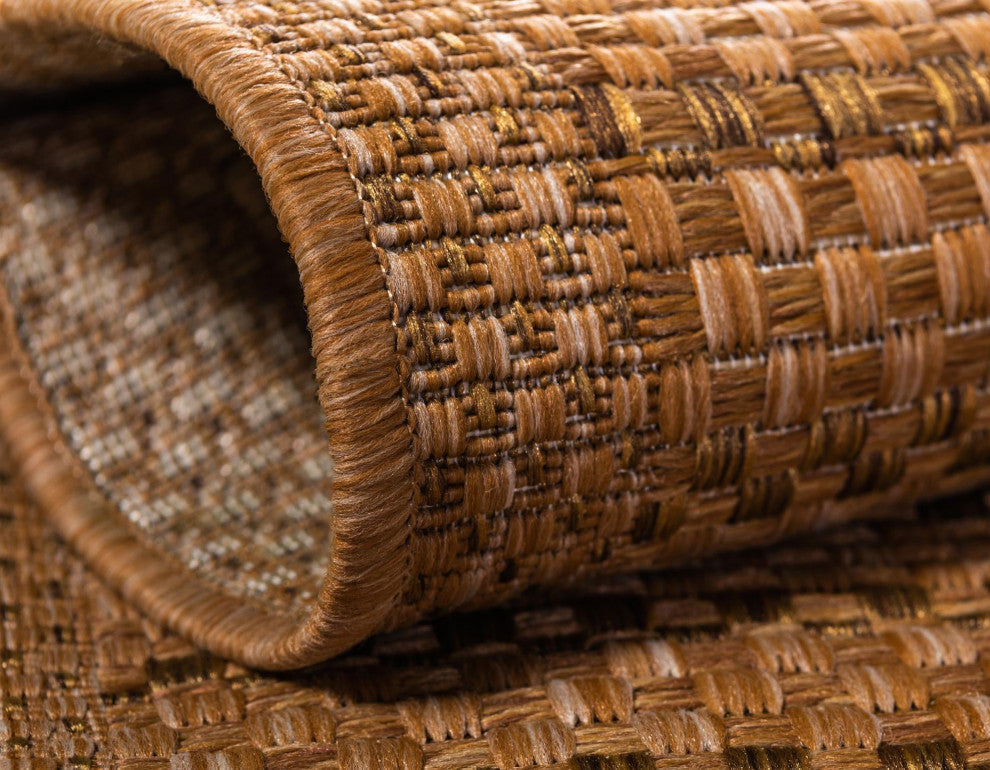 Rug Unique Loom Outdoor Border Light Brown Rectangular 5' 3 x 8' 0