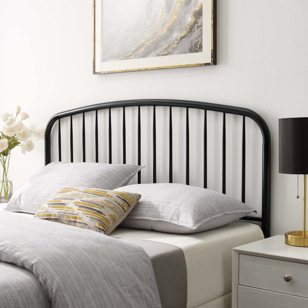 Headboard, Queen Size, Metal, Black, Modern Farmhouse, Bedroom Master Suite