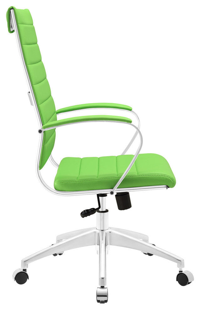 Modern Contemporary Highback Office Chair, Bright Green Faux Leather
