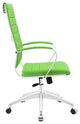 Modern Contemporary Highback Office Chair, Bright Green Faux Leather