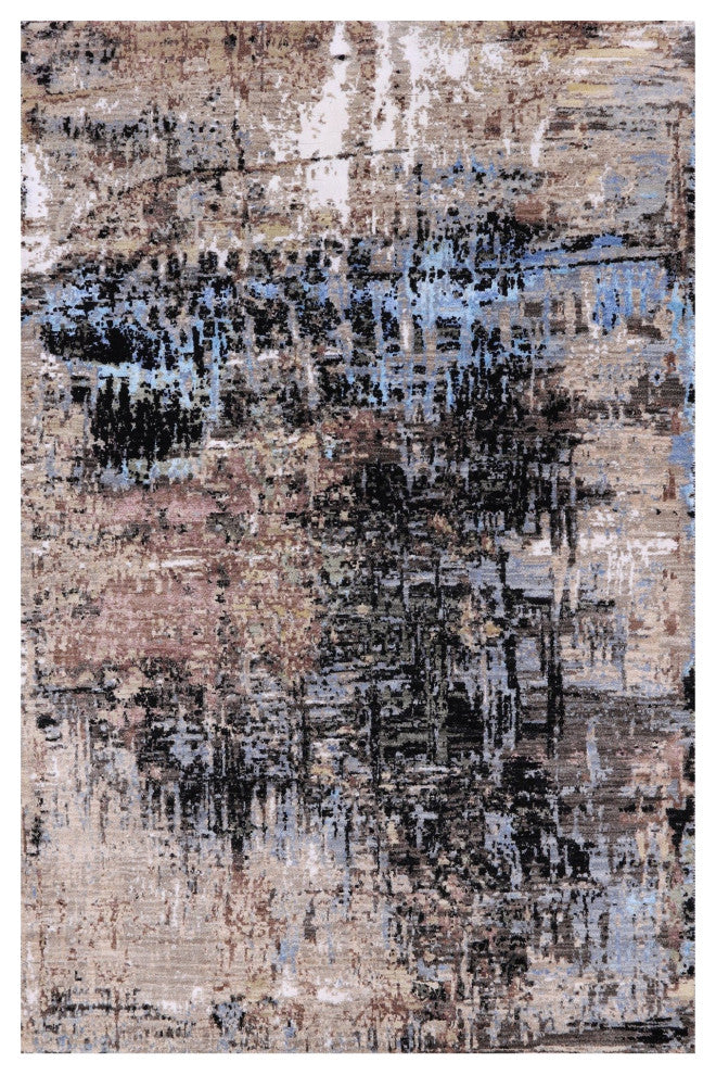 4' 1" X 6' 2" Wool and Silk Handmade Abstract Rug Q8895