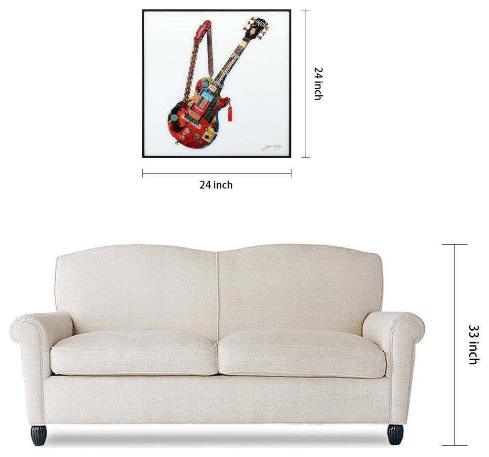 "Electric Guitar" Printed Wall Art With Black Anodized Aluminum Frame