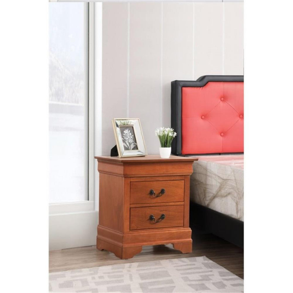 Glory Furniture Louis Phillipe 2 Drawer Nightstand in Oak