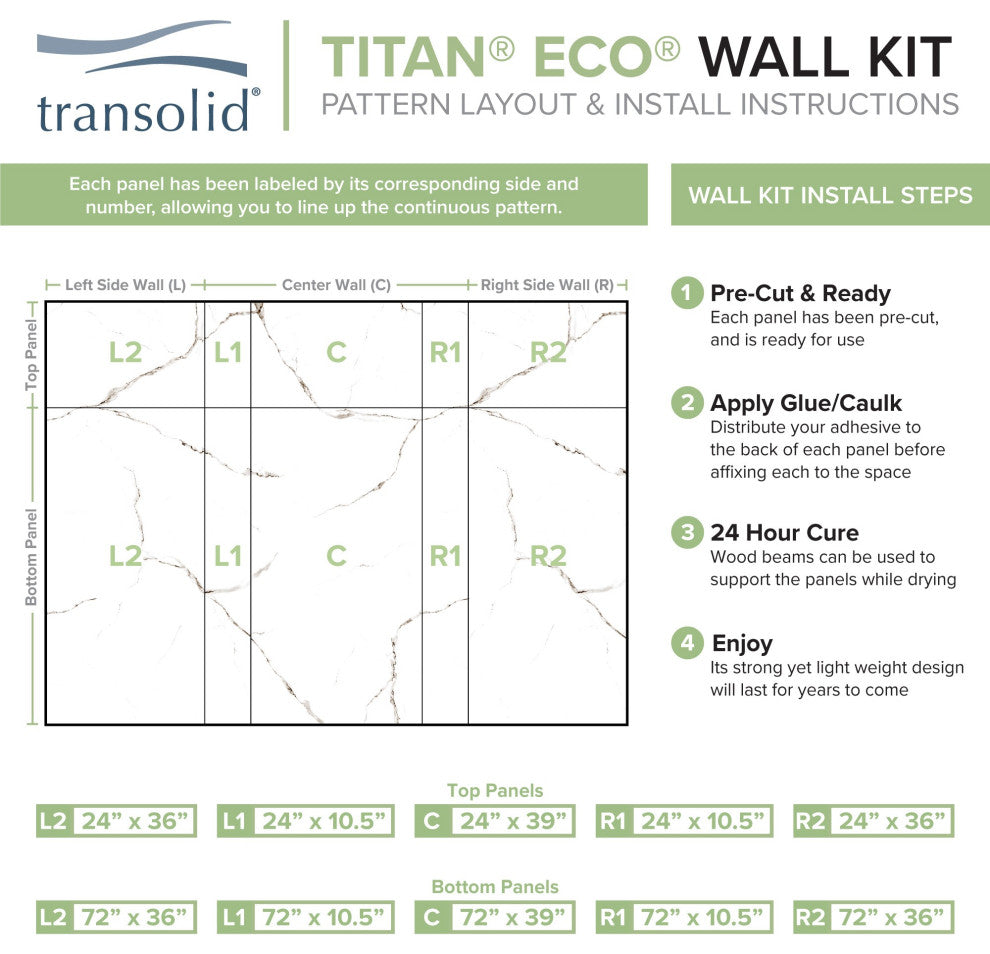 Transolid Titan 60" x 32" x 96" Walk" Shower Kit With End Drain