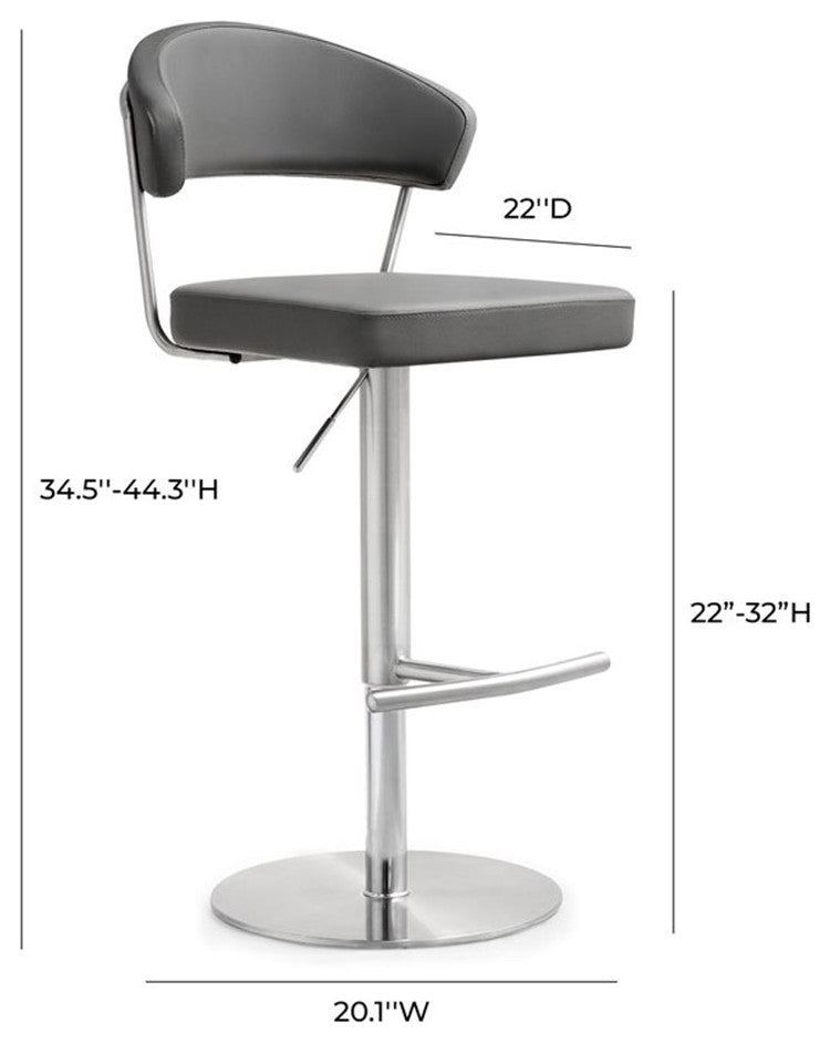 Cosmo Grey Stainless Steel Barstool