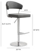 Cosmo Grey Stainless Steel Barstool