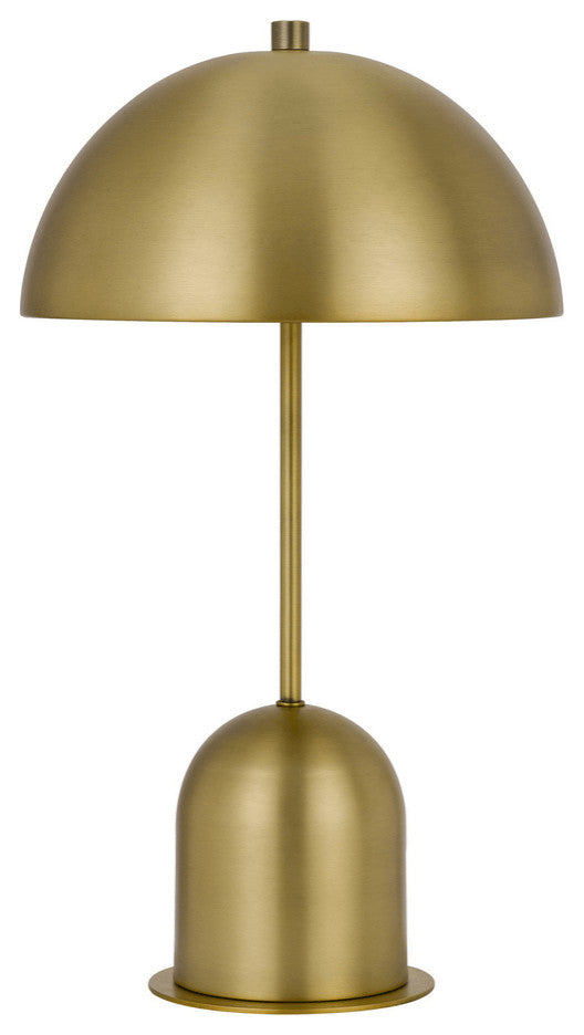 20" Antiqued Brass Metal Desk Table Lamp With Antiqued Brass Dome Shade