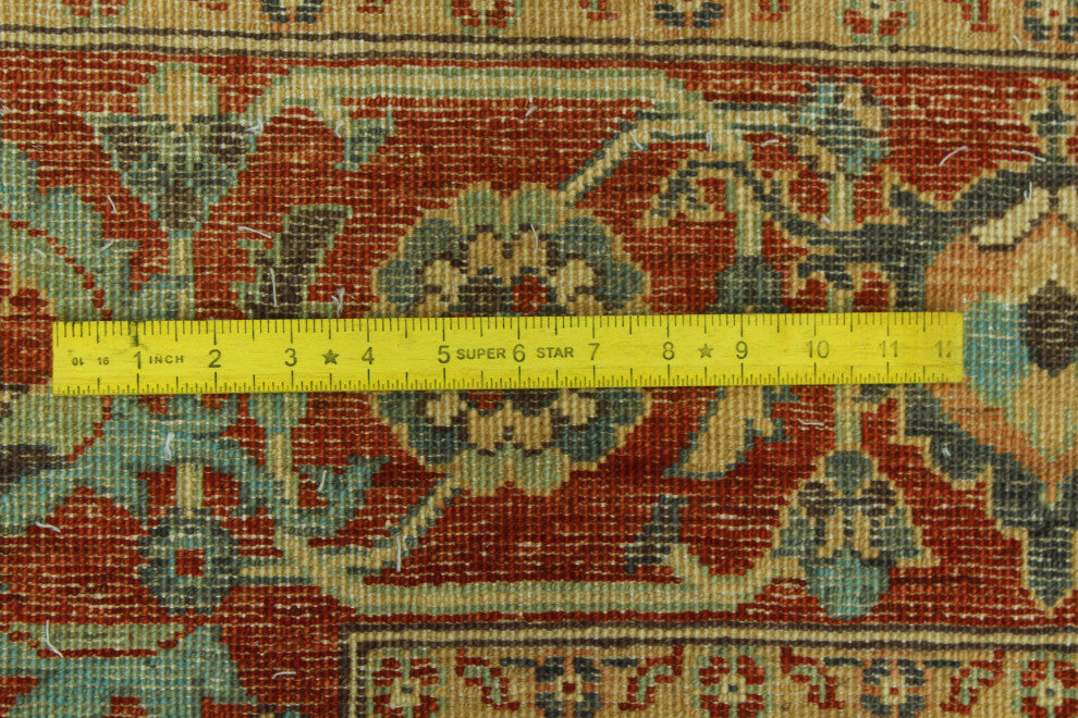 Handmade Aria Naeemah Blue/Rust Rug, 8'11x11'8