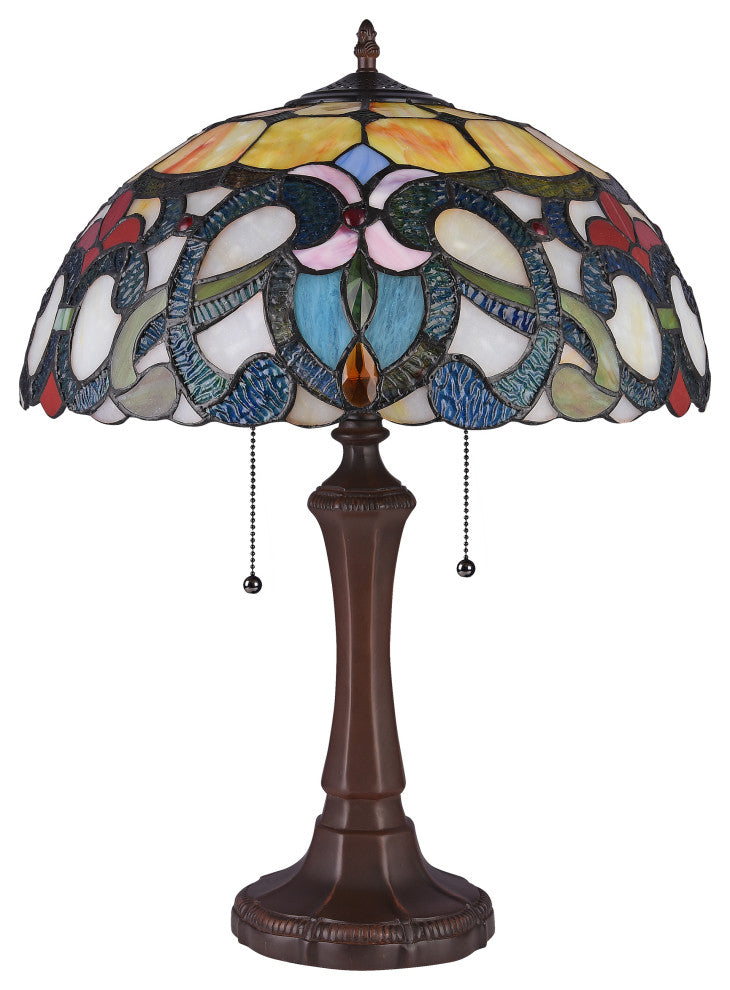 CHLOE Lighting August Tiffany Dark Bronze 2-Light Victorian Table Lamp