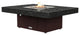 Rectangular Fire Pit Table, 48x36, Propane, Black Pearl Top, Dark Cherry