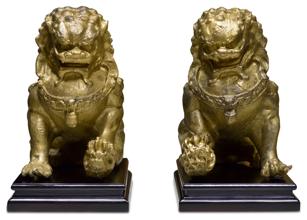 Chinese Temple Iron Foo Dog Set