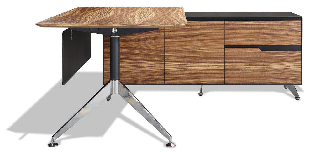 400 Collection Executive Desk with Right Filing and Storage Cabinet, Zebrano