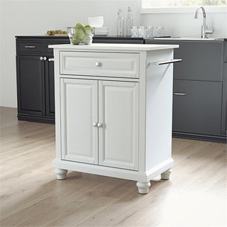 Pemberly Row Wood/Steel Portable Kitchen Island in White/Chrome