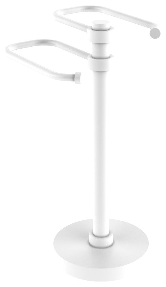 Free Standing Two Arm Guest Towel Holder, Matte White