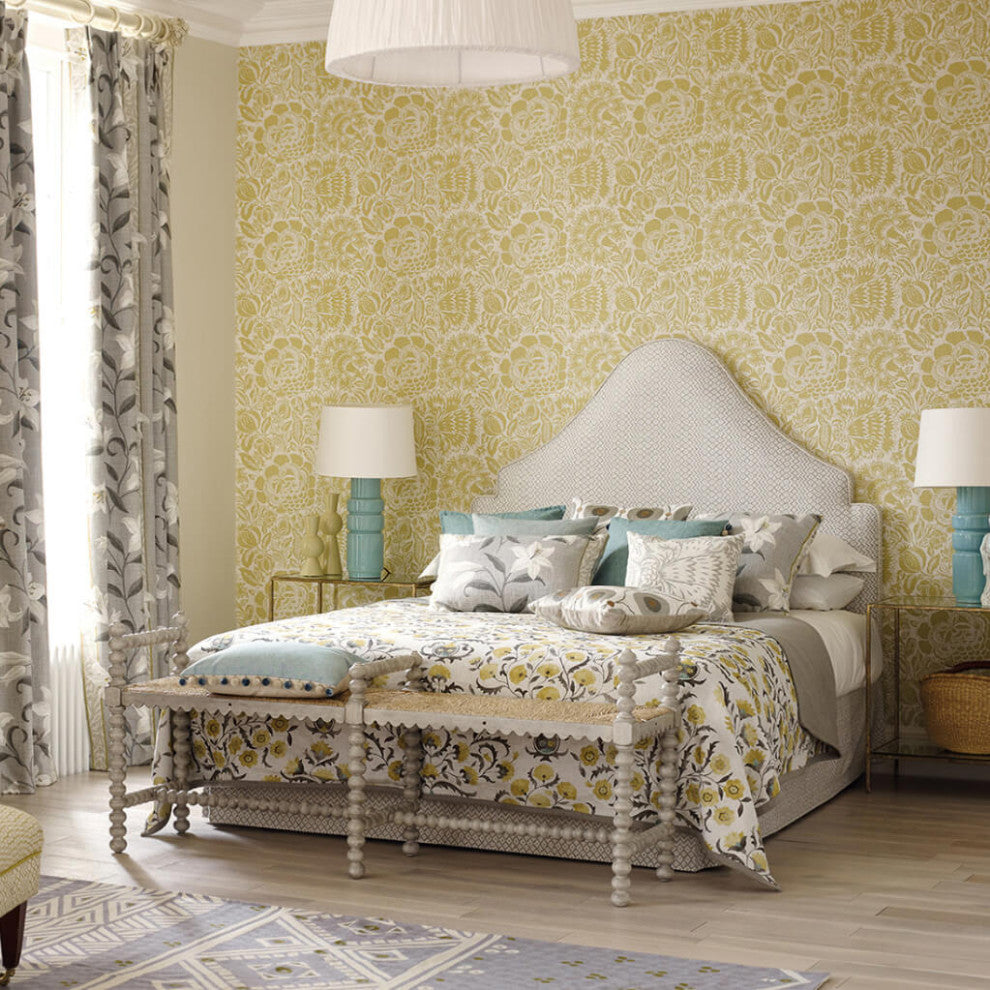 Jacobean Style Grey Painted Bench