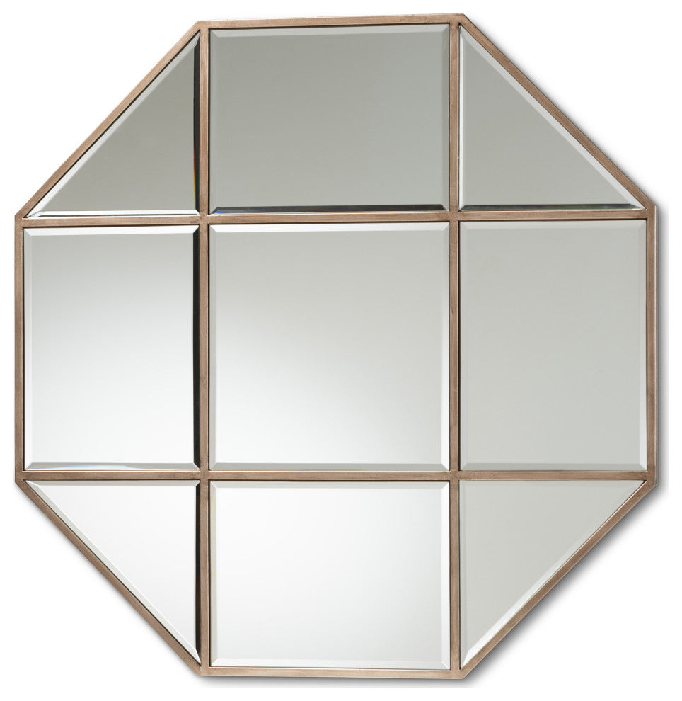 Enora Modern Antique Bronze Finished Metal Geometric Accent Wall Mirror