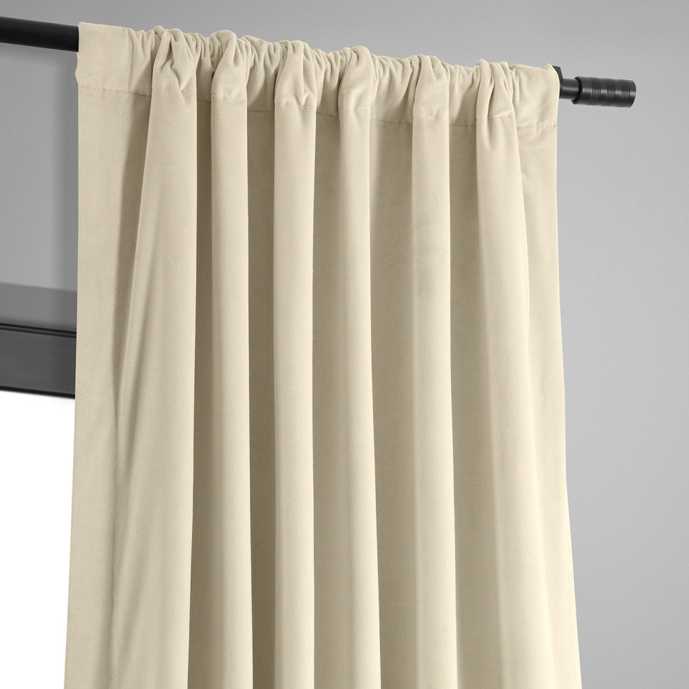 Signature Ecru Blackout Velvet Curtain Single Panel, 50"x96"