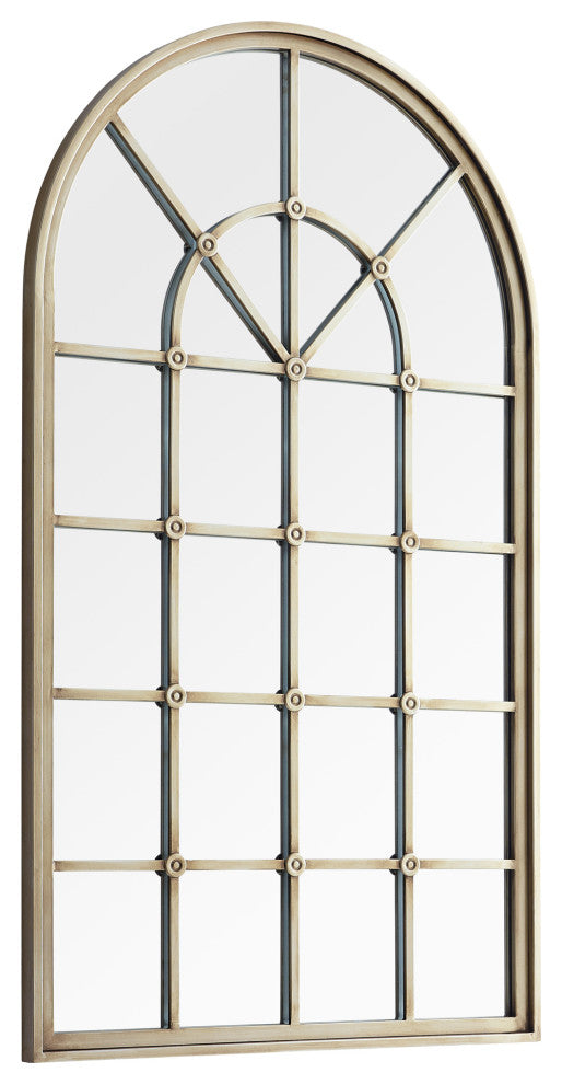 50" Arched Windowpane Mirror - Antique Pewter