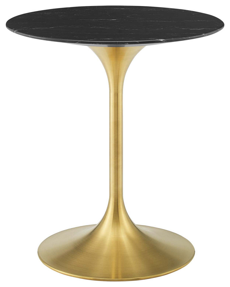 Lippa 28" Artificial Marble Dining Table, Gold Black