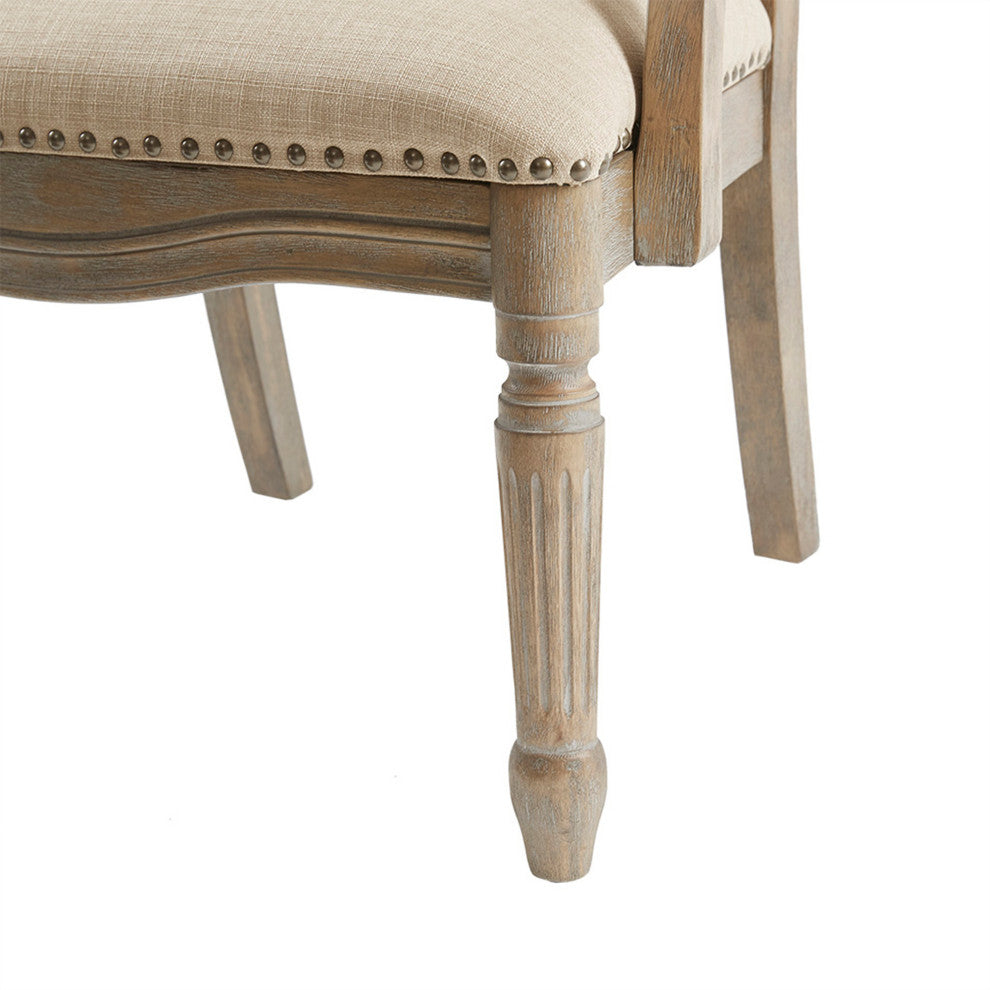 Madison Park Brentwood Oval Back Exposed Wood Arm Chair, Beige