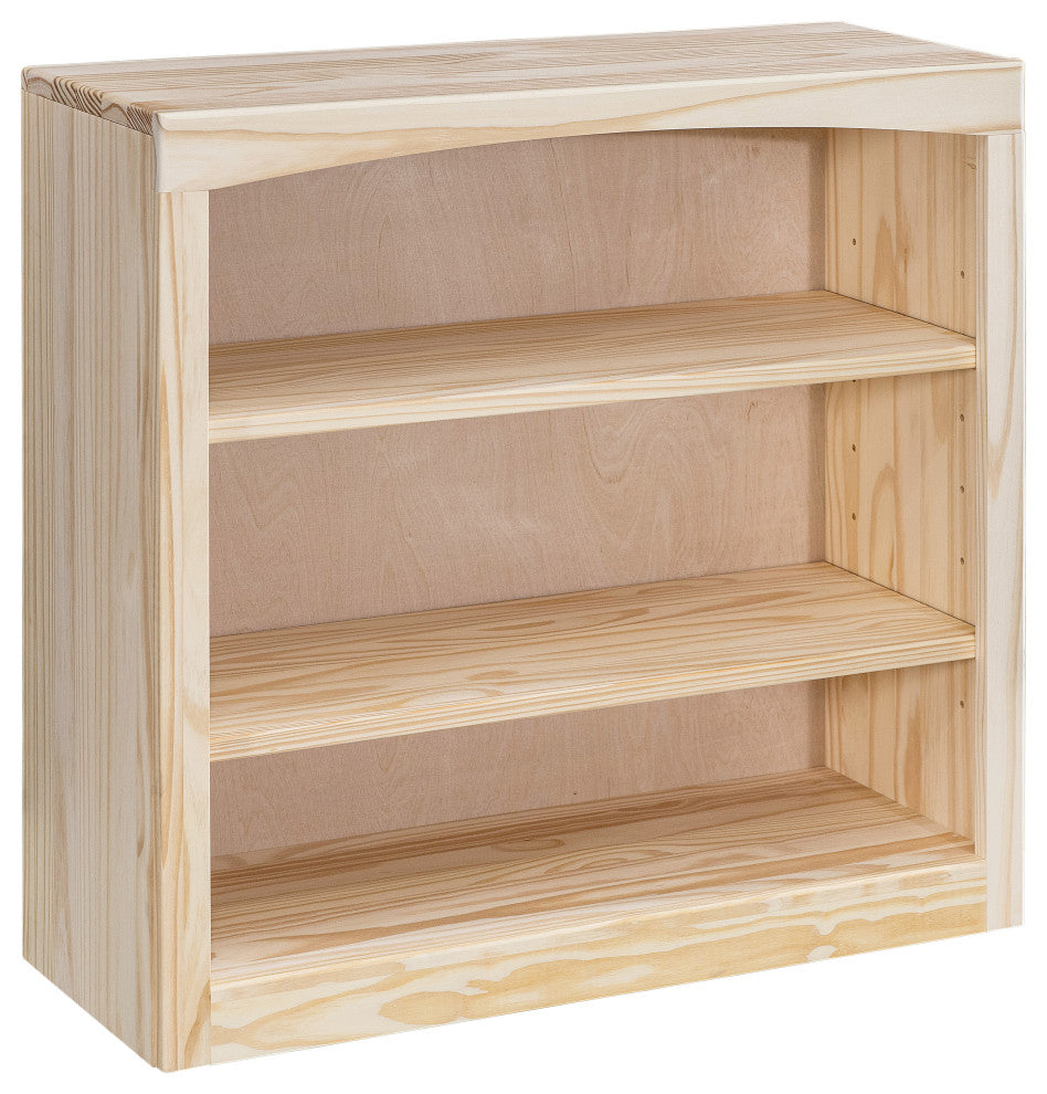 Solid Wood Bookcase, 30"x30", Unfinished