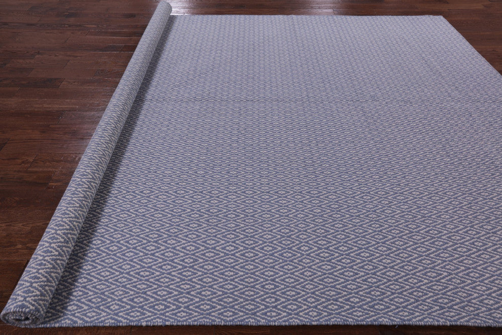 Hand-Knotted Flat Weave Wool Rug 9' 1" X 12' 1" Q8449