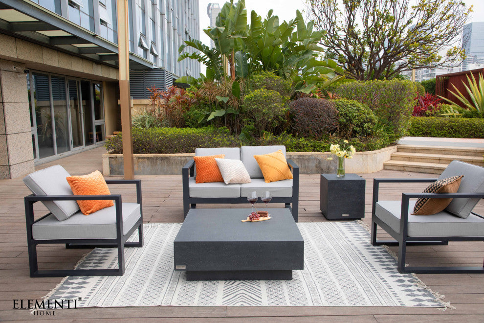 Tevere 40" Square Concrete Coffee Table, Slate Black