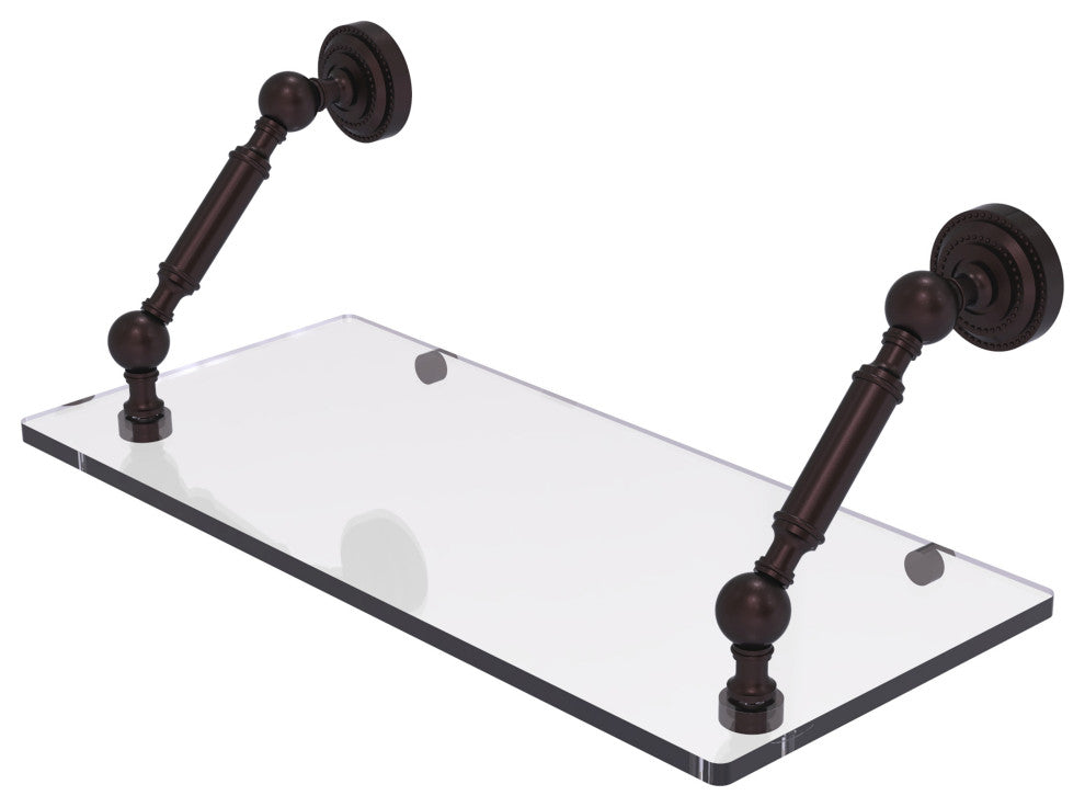 Dottingham 18" Floating Glass Shelf, Antique Bronze