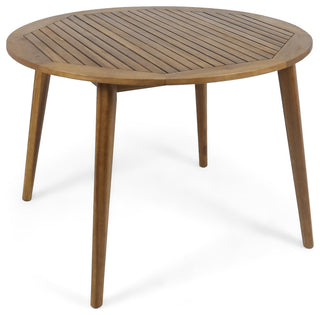 GDF Studio Nick Outdoor Acacia Wood Round Dining Table, Teak Finish