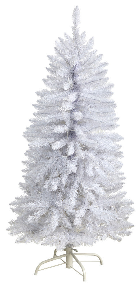 T3358 4 Slim White Artificial Christmas Tree With 100 Warm White LED Lights