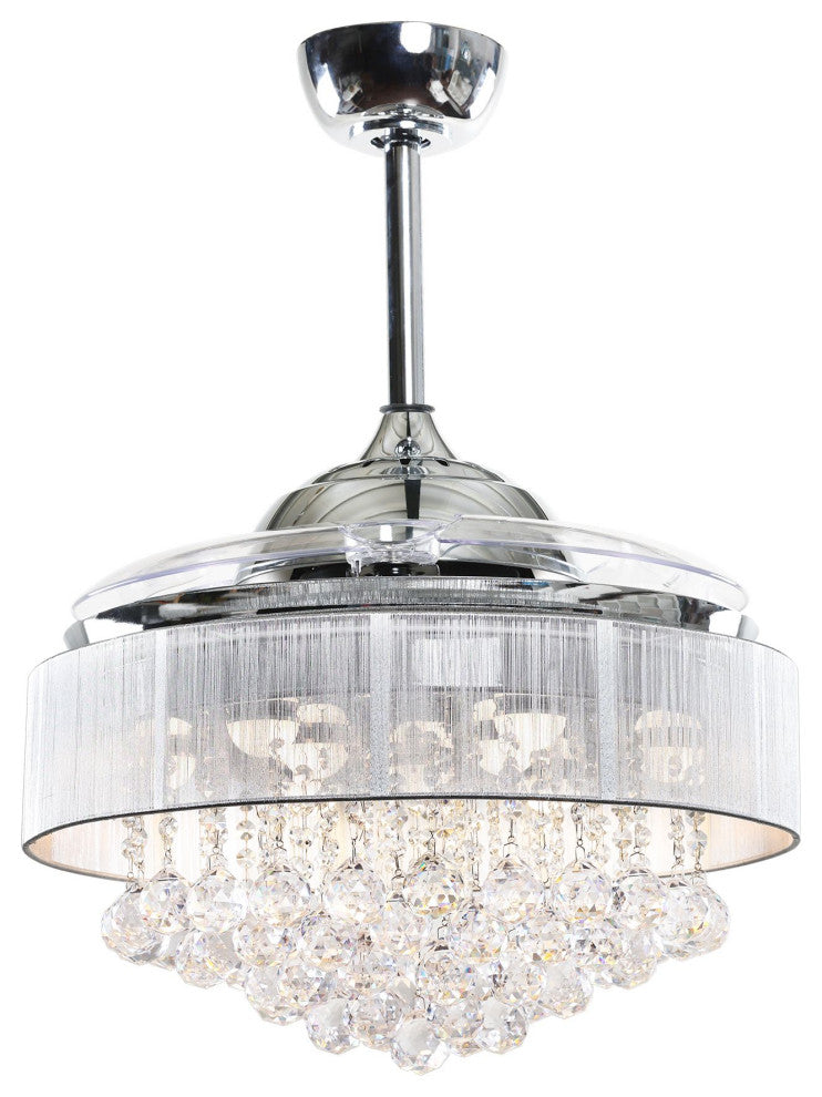 42 in LED Indoor Chrome Smart Crystal Ceiling Fan with Light and Remote