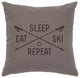 Image Pillow 16x16 Sleep,Eat,Ski,Repeat Cotton Chrome