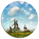 Watercolor Windmill In Netherlands, Landscape Disc Metal Wall Art, 11"