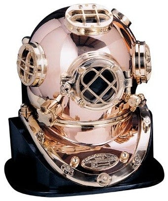 18" Polished Brass and Copper Mark V Dive Helmet, Deluxe