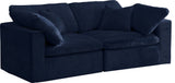Cozy Velvet Upholstered Comfort 2-Piece Modular Sofa, Navy