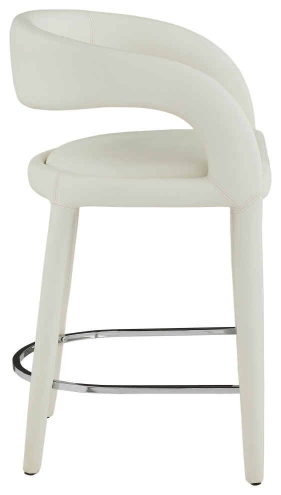 Sylvester Faux Leather Stool, Cream