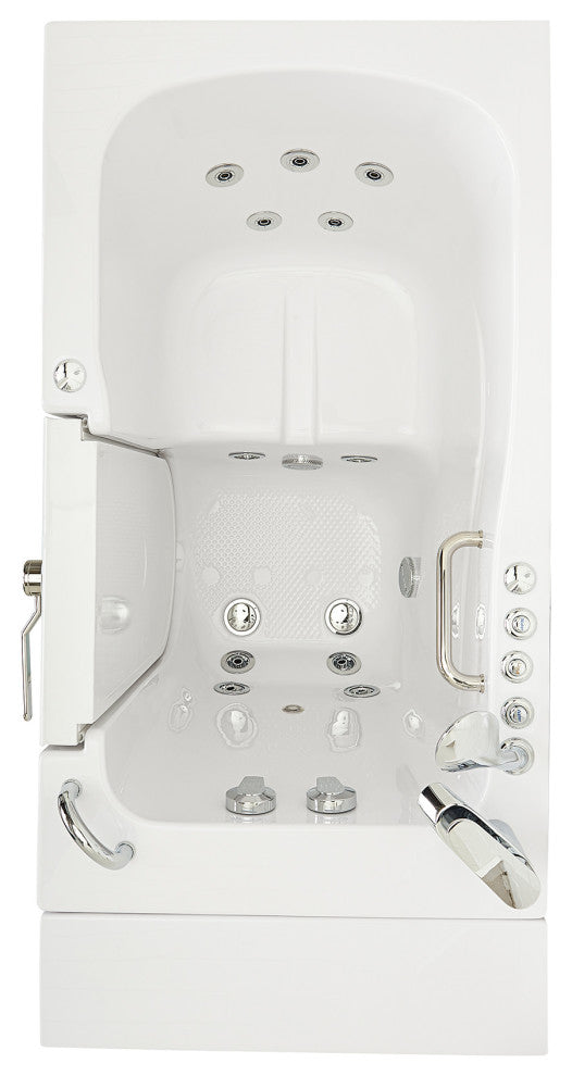 Ella Capri 30"x52" Air+Hydro Massage Walk-In Bathtub, Outward Swing Door, Faucet